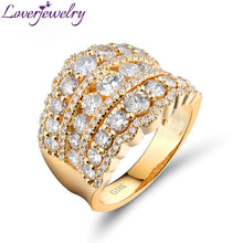 Load image into Gallery viewer, LOVERJEWELRY Wedding Band Ring 18k Yellow Gold Luxury Real Diamonds Ring For Women Engagement Party Rings Valentine&#39;s Day Gift