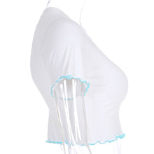 Load image into Gallery viewer, Rockmore Fashion Women White Cotton T-Shirt Blue Butterfly Print O-Neck Female Streetwear Tight Shirts Short Sleeve Casual Tops