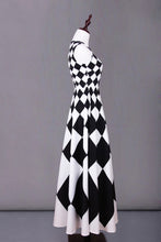 Load image into Gallery viewer, S-4XL High Quality 2018 Spring Summer European And American Fashion Simple Black And White Plaid Super Hem Sleeveless Maxi Dress
