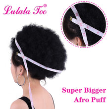 Load image into Gallery viewer, 10inch High Puff Afro Curly Wig Ponytail Drawstring Short Afro Kinky Pony Tail Clip in on Synthetic Kinky Curly Hair Bun