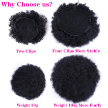 Load image into Gallery viewer, 10inch High Puff Afro Curly Wig Ponytail Drawstring Short Afro Kinky Pony Tail Clip in on Synthetic Kinky Curly Hair Bun