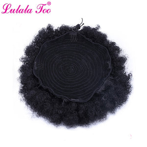 10inch High Puff Afro Curly Wig Ponytail Drawstring Short Afro Kinky Pony Tail Clip in on Synthetic Kinky Curly Hair Bun