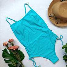 Load image into Gallery viewer, Halter One Piece Backless White Brazilian Monokini