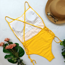 Load image into Gallery viewer, Halter One Piece Backless White Brazilian Monokini