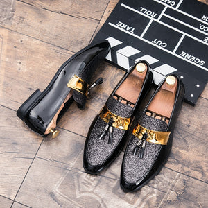 M-anxiu Hot Sale Men Flat Black Golden Formal Patchwork Shoe PU Leather Casual Men Shoes For Man Dress Shoes 2020 New