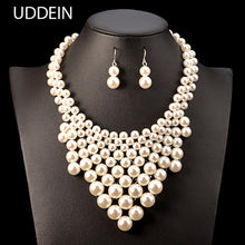 Load image into Gallery viewer, UDDEIN Nigerian Wedding Indian Jewelry Sets Bib Beads African Beads jewelry Sets Bridal Party Necklace simulated pearl chokers