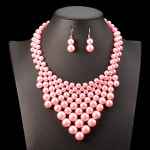 UDDEIN Nigerian Wedding Indian Jewelry Sets Bib Beads African Beads jewelry Sets Bridal Party Necklace simulated pearl chokers