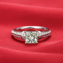 Load image into Gallery viewer, ZOCAI Princess Cut Real 1.0 Ct Main Diamond with 0.20 Ct Side Diamond 18K White Gold Engagement Diamond Ring W03754
