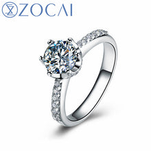 Load image into Gallery viewer, ZOCAI Real Natural 1.0 CT Certified D-E/VVS Round Cut Diamond Wedding Women Ring 18K White Gold (AU750) W04672