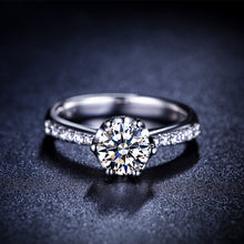 Load image into Gallery viewer, ZOCAI Real Natural 1.0 CT Certified D-E/VVS Round Cut Diamond Wedding Women Ring 18K White Gold (AU750) W04672