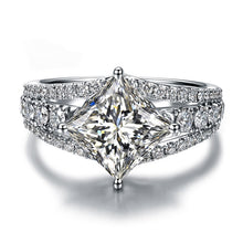 Load image into Gallery viewer, ZOCAI Side Stone Split Shank Real 1.6 CT Natural F-G / VS Princess Cut Diamond Engagement Ring 18K White Gold W03761