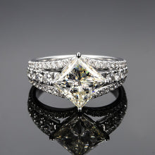 Load image into Gallery viewer, ZOCAI Side Stone Split Shank Real 1.6 CT Natural F-G / VS Princess Cut Diamond Engagement Ring 18K White Gold W03761