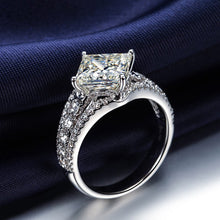 Load image into Gallery viewer, ZOCAI Side Stone Split Shank Real 1.6 CT Natural F-G / VS Princess Cut Diamond Engagement Ring 18K White Gold W03761