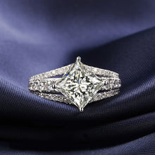 Load image into Gallery viewer, ZOCAI Side Stone Split Shank Real 1.6 CT Natural F-G / VS Princess Cut Diamond Engagement Ring 18K White Gold W03761
