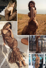 Load image into Gallery viewer, Glamaker Leopard print sexy maxi bodycon dress Women summer chiffon beach sundress Elegant vintage female club long party dress