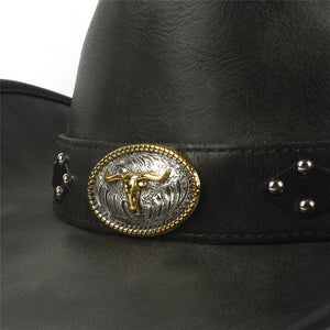 Leather Men Western Cowboy Hat For Dad Gentleman Fedora  Sombrero Hombre Jazz Caps