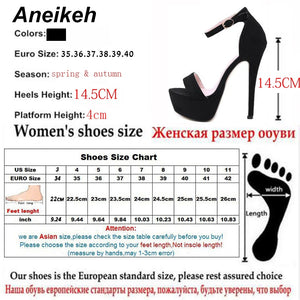 Aneikeh 2020 NEW 14.5CM Platform High Heels Sandals Summer Sexy Ankle Strap Open Toe Gladiator Party Dress Women Shoes Size 42