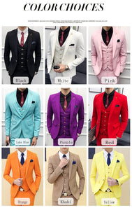 Men Brand New Slim Fit Business Formal Wear Tuxedo High Quality Wedding Dress Mens Suits Casual Costume Homme 2XL Pink