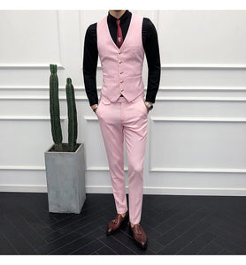 Men Brand New Slim Fit Business Formal Wear Tuxedo High Quality Wedding Dress Mens Suits Casual Costume Homme 2XL Pink