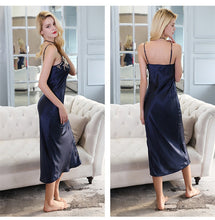 Load image into Gallery viewer, Brand Design 100% Real Silk Long Dressing Night Gown Women Evening Nightgown Nightie Sleepwear Mulberry Silk Sexy Nightdress