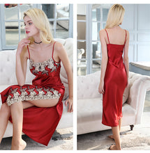 Load image into Gallery viewer, Brand Design 100% Real Silk Long Dressing Night Gown Women Evening Nightgown Nightie Sleepwear Mulberry Silk Sexy Nightdress