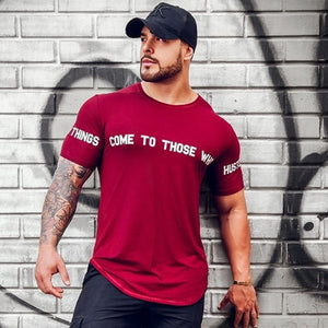 Mens Summer Run Jogging Sports Cotton T-shirt Man Gym Fitness Bodybuilding t shirt Male Workout Training Tee Tops Brand Clothing