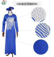 Load image into Gallery viewer, H&amp;D 2019 african dresses for women embroidery pattern dashiki dress with shining stones traditional african womens clothes S3308