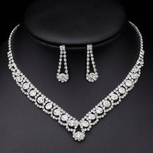 Load image into Gallery viewer, Women Crystal Bridal Jewelry Sets Fashion Rhinestone Choker Necklace Earrings African Wedding Jewelry Sets