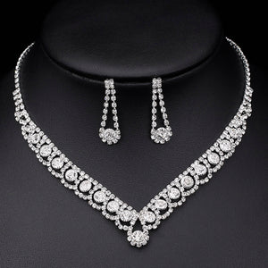 Women Crystal Bridal Jewelry Sets Fashion Rhinestone Choker Necklace Earrings African Wedding Jewelry Sets