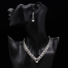 Load image into Gallery viewer, Women Crystal Bridal Jewelry Sets Fashion Rhinestone Choker Necklace Earrings African Wedding Jewelry Sets