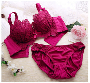 Sexy Underwear Set Push Up Bra Set For Women Underwear Lace Embroidery Bralette Set Women Intimates Lingerie AB Cup