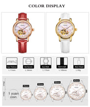 Load image into Gallery viewer, Mige 2018 New Real Mechanical Ladies Watch Fashion White Red Leather Female Clock Waterproof Skeleton Automatic Woman Watches