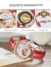 Load image into Gallery viewer, Mige 2018 New Real Mechanical Ladies Watch Fashion White Red Leather Female Clock Waterproof Skeleton Automatic Woman Watches