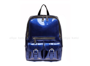 Casual outdoor patent leather backpack large capacity waterproof school bag