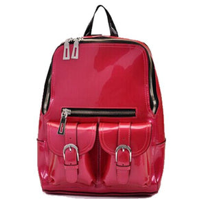 Casual outdoor patent leather backpack large capacity waterproof school bag