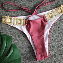 Load image into Gallery viewer, Crystal Diamond Halter Brazilian Swimwear Two piece Bikini set Thong