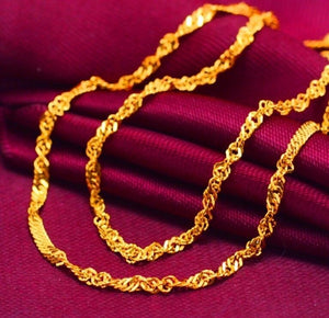 17.9" 999 Solid 24K Yellow Gold Chain Necklace/ Wedding Chain Necklace/ 3g