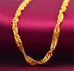 17.9" 999 Solid 24K Yellow Gold Chain Necklace/ Wedding Chain Necklace/ 3g