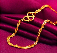 Load image into Gallery viewer, 17.9&quot; 999 Solid 24K Yellow Gold Chain Necklace/ Wedding Chain Necklace/ 3g