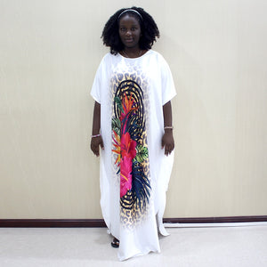 Dashiki Long Dresses For Women Short Sleeve Casual Print African Clothes