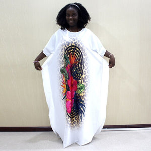 Dashiki Long Dresses For Women Short Sleeve Casual Print African Clothes