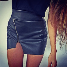 Load image into Gallery viewer, Women Body con Leather Skirt Mini Short Skirt Side Split