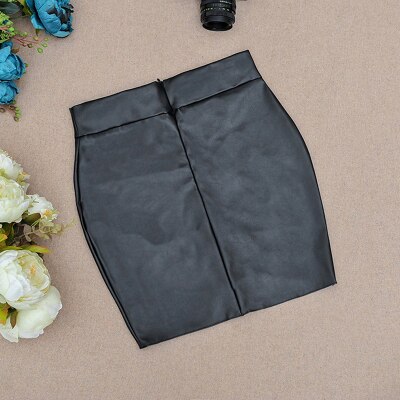 Women Body con Leather Skirt Mini Short Skirt Side Split