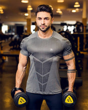 Load image into Gallery viewer, Quick dry T-shirt Men Fitness Bodybuilding Workout Black Tops