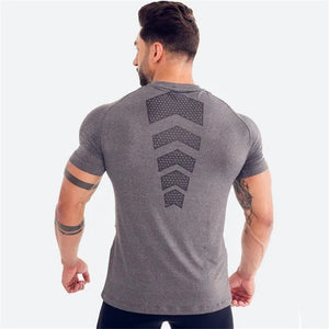 Quick dry T-shirt Men Fitness Bodybuilding Workout Black Tops