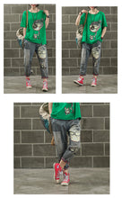 Load image into Gallery viewer, Women Vintage Cartoon Dog Little Girl Print Denim Jeans