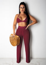 Load image into Gallery viewer, Fishnet Knitted Two Piece See Through Bra +Top + Pants Casual Beach Outfits