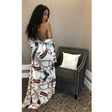 Load image into Gallery viewer, Two Piece Set  Print Cape Backless Sleeveless Suit And Beach Coat