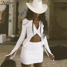 Load image into Gallery viewer, Women knit basic white crop tops office Solid V-neck t-shirts