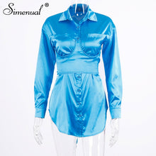 Load image into Gallery viewer, Simenual Sexy Hot Clubwear Women Satin Dress Fashion Deep V Neck Bodycon Party Dresses 2019 Autumn Long Sleeve Silk Mini Dress